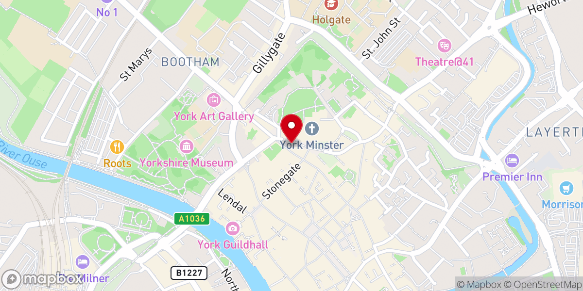 Map showing location of St Michael Le Belfrey