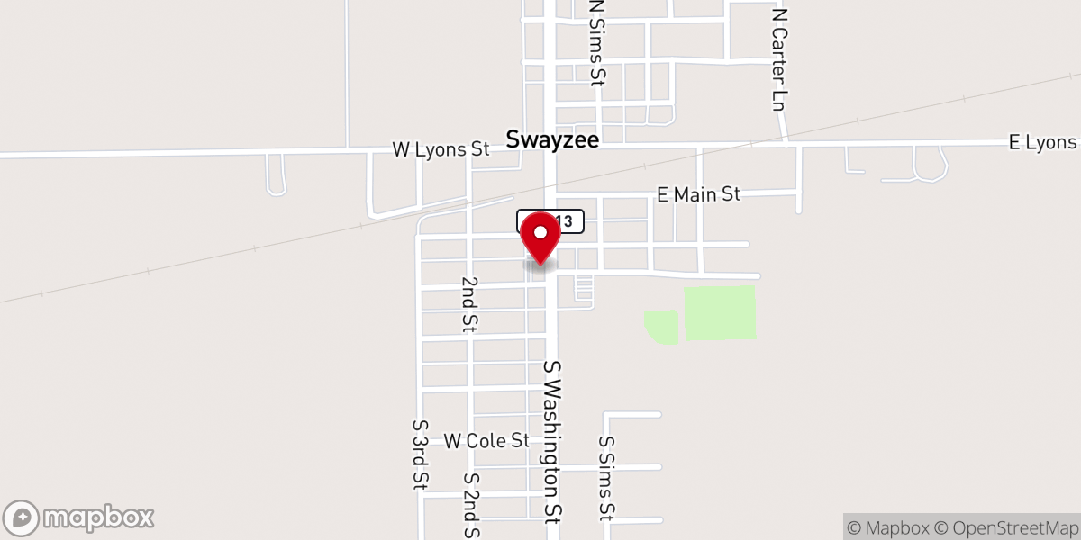 Map showing location of Swayzee