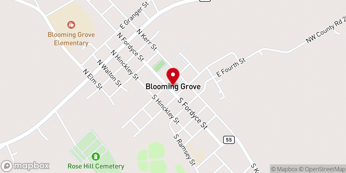 Map showing location of Blooming Grove