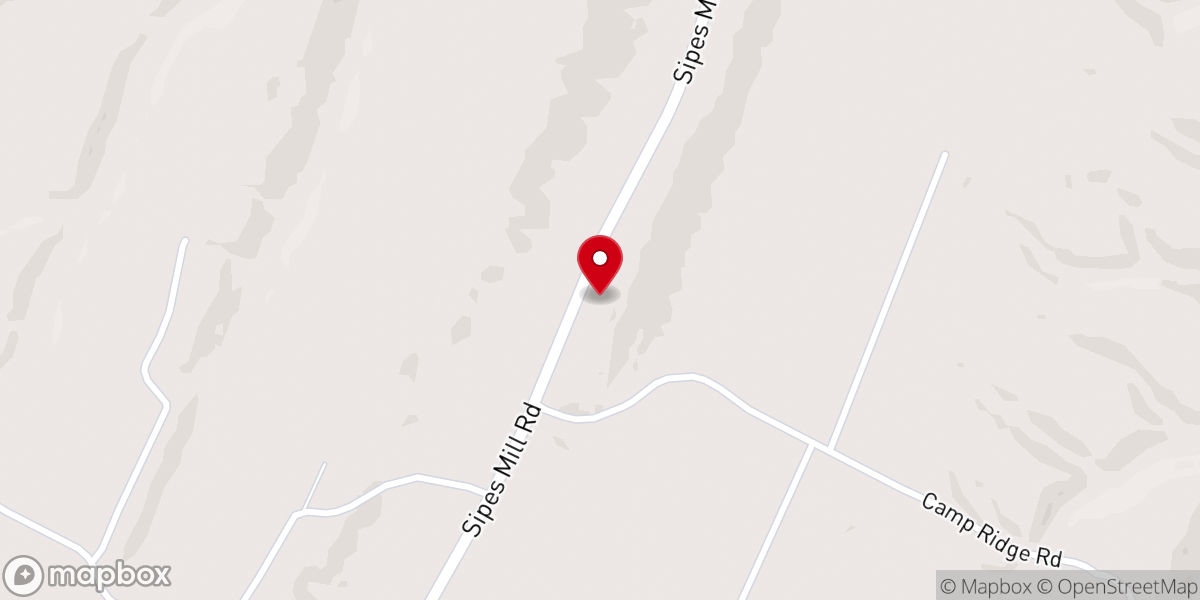 Map showing location of Sideling Hill Church