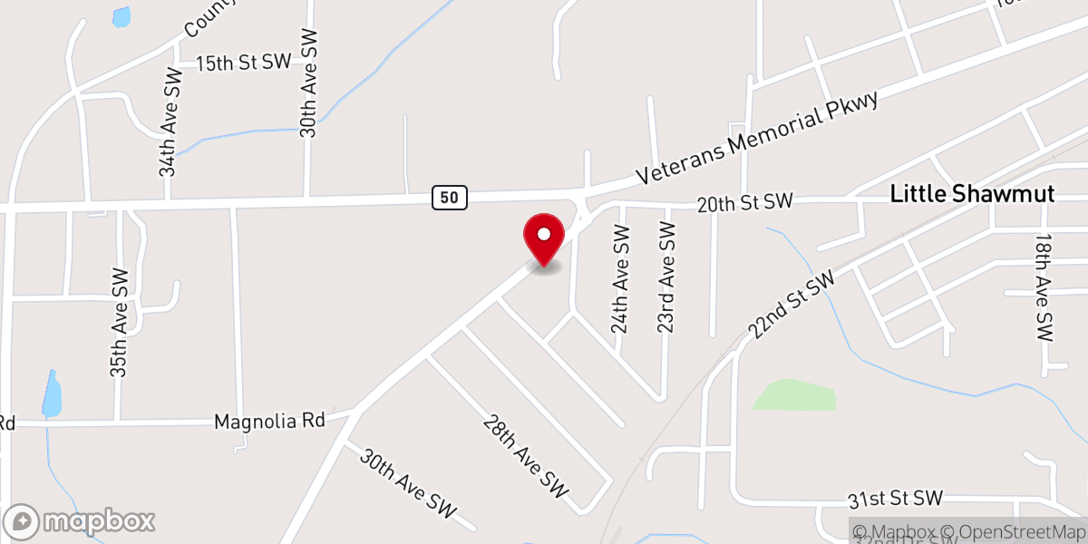 Map showing location of Three Pines Independent Church