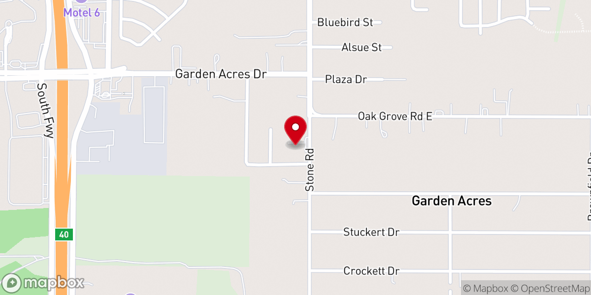 Map showing location of Garden Acres Baptist Church