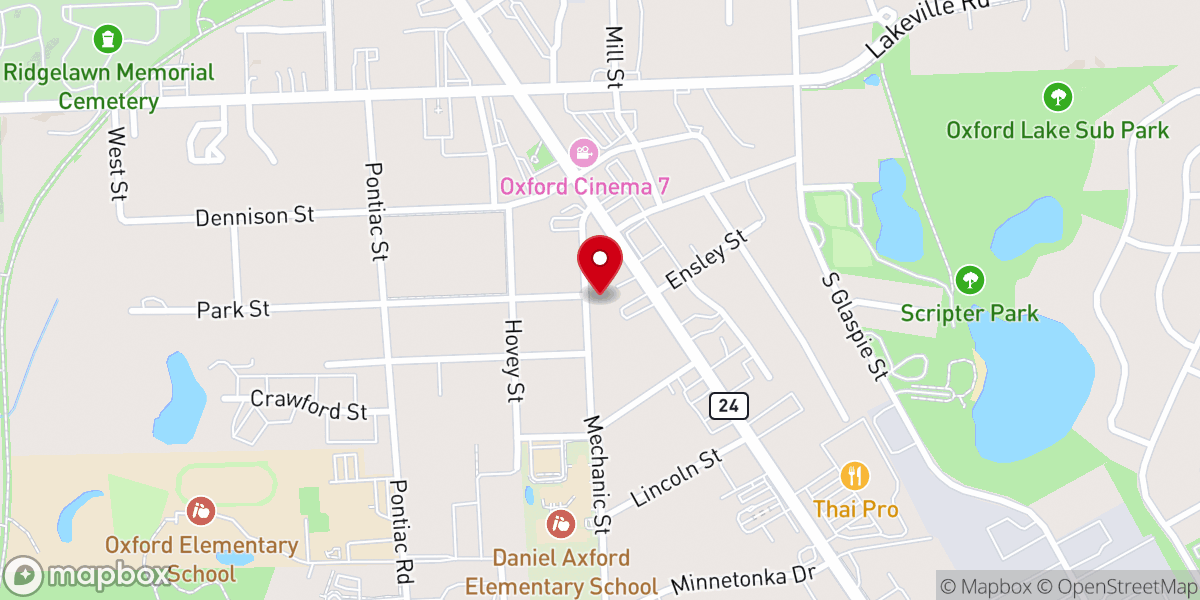 Map showing location of Oxford Full Gospel Church