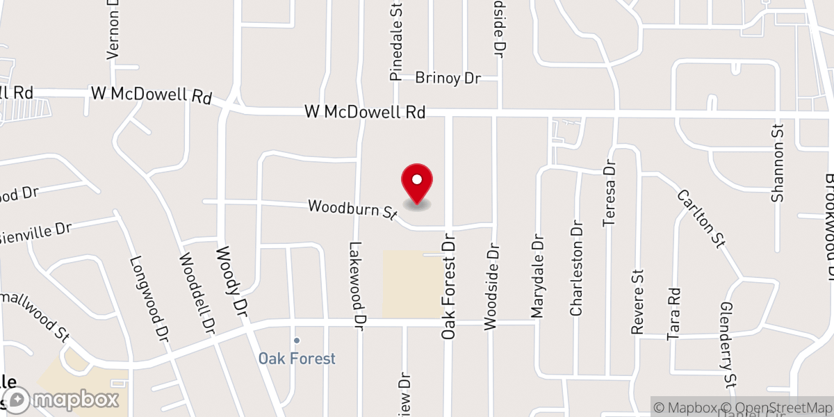 Map showing location of Calvary Christian Oak Forest Baptist Church