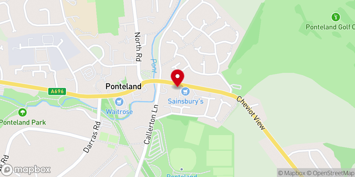 Map showing location of Ponteland Methodist Church