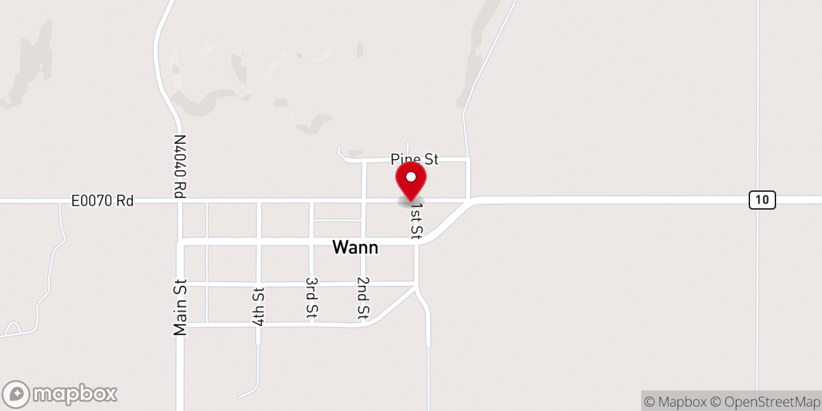 Map showing location of Wann Baptist Church