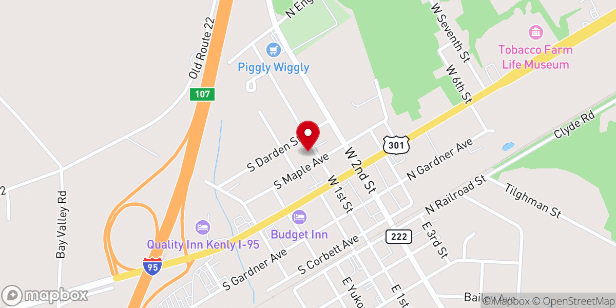 Map showing location of Bethel Holy Church