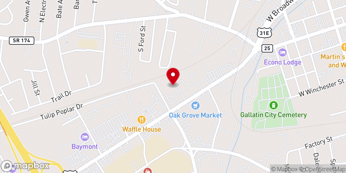 Map showing location of Grace Point Church of Gallatin
