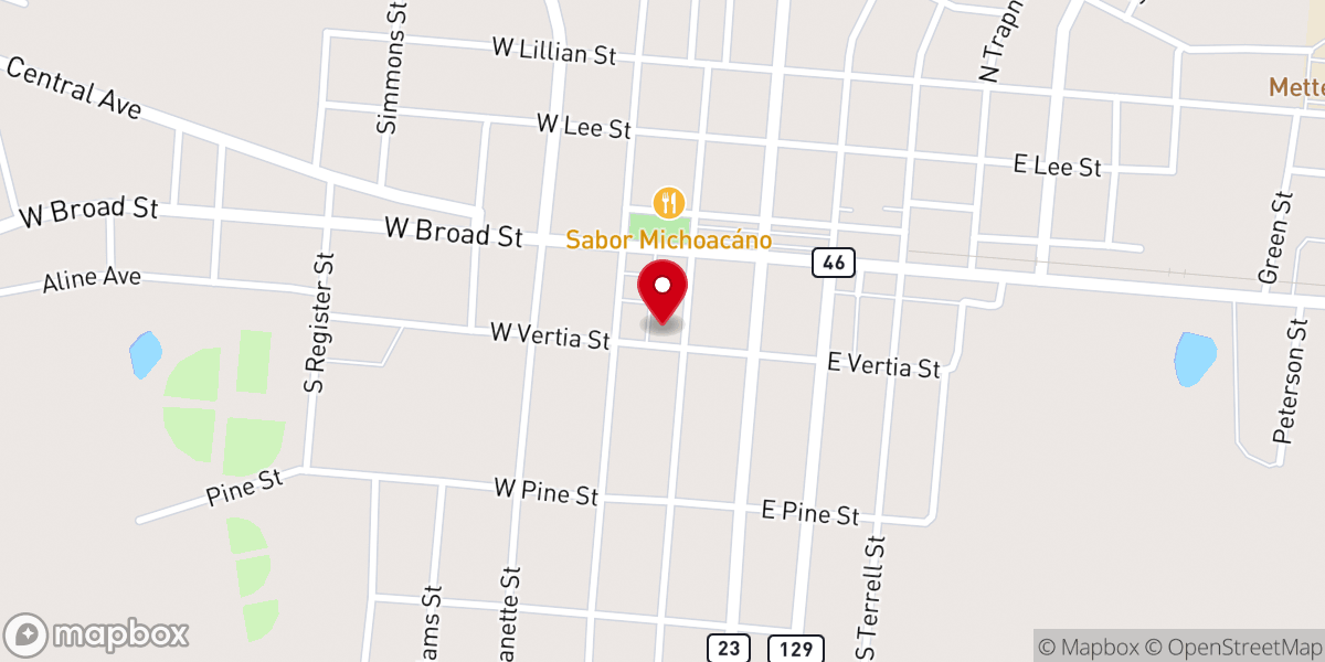Map showing location of First Baptist Church