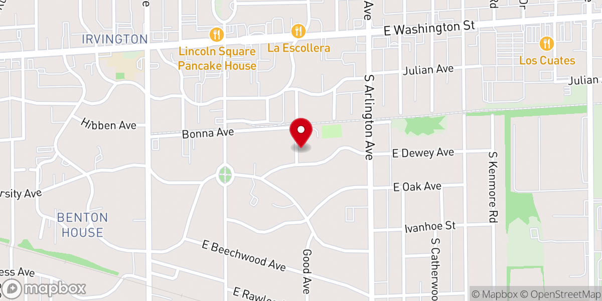 Map showing location of Irvington First Baptist Church