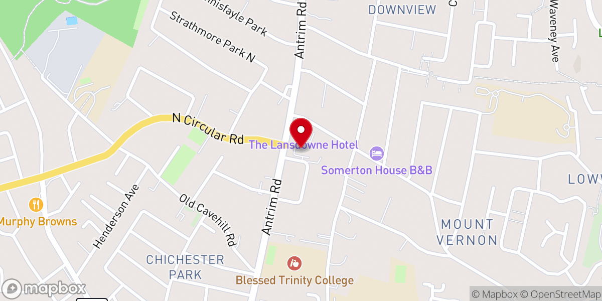 Map showing location of St Peter's Parish Church, Belfast