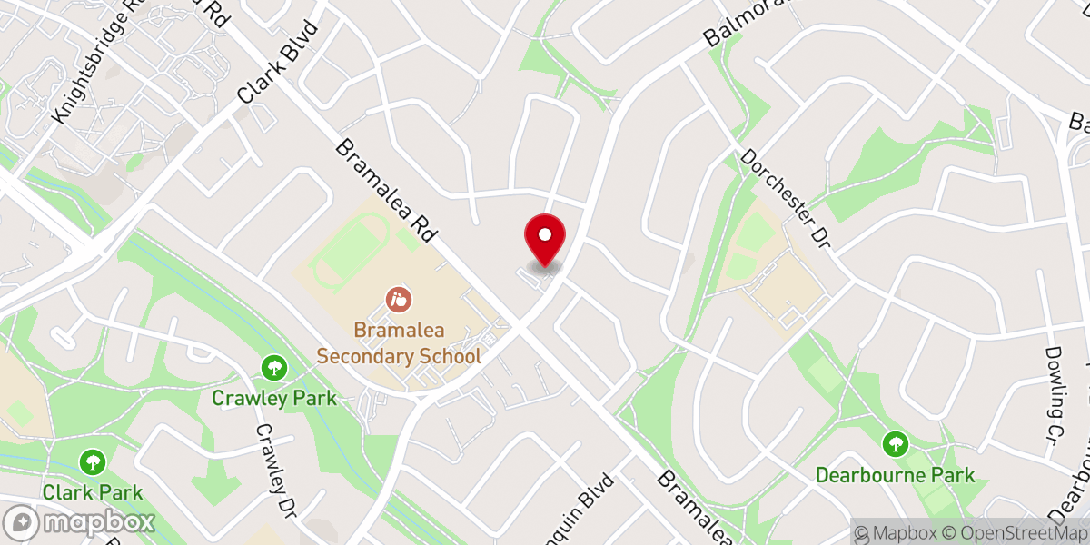 Map showing location of Bramalea Church of God Prayer Centre