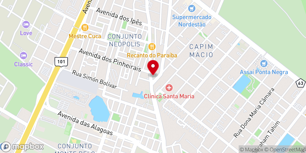 Map showing location of Igreja Batista Bereana