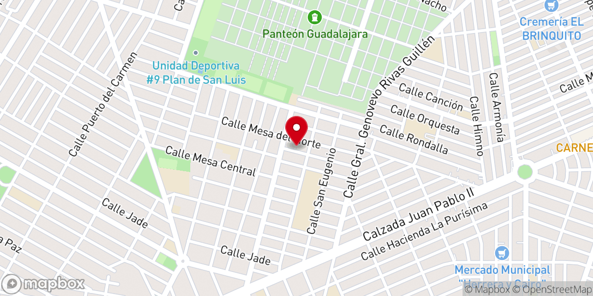 Map showing location of Comunidad Cristiana Génesis