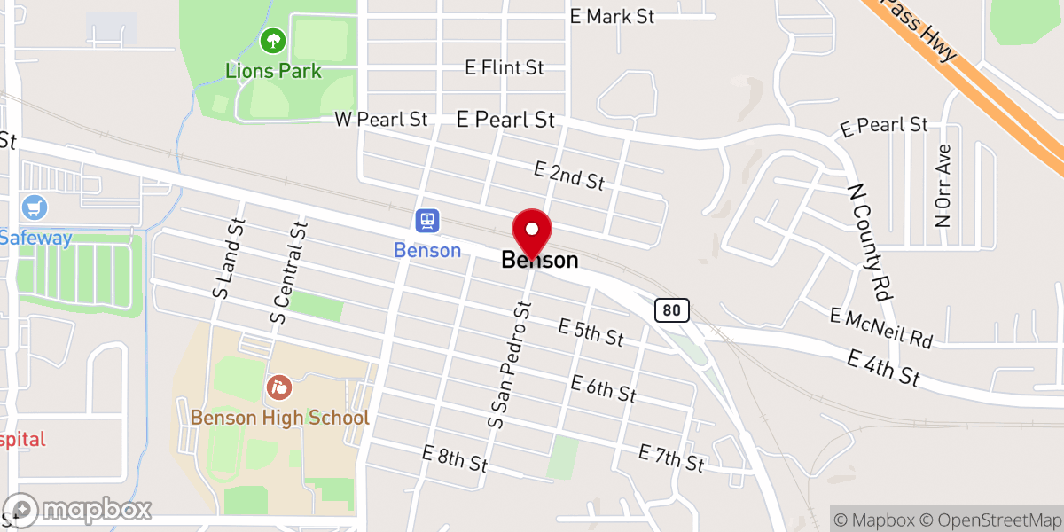 Map showing location of Benson Church of Our Savior