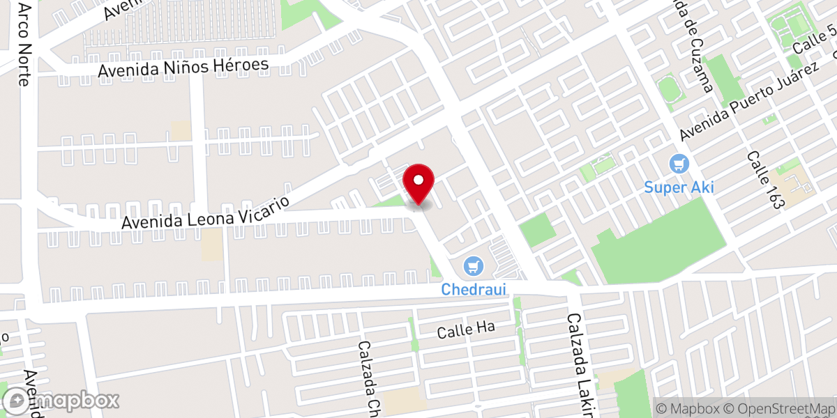 Map showing location of Iglesia de Cristo Cancún
