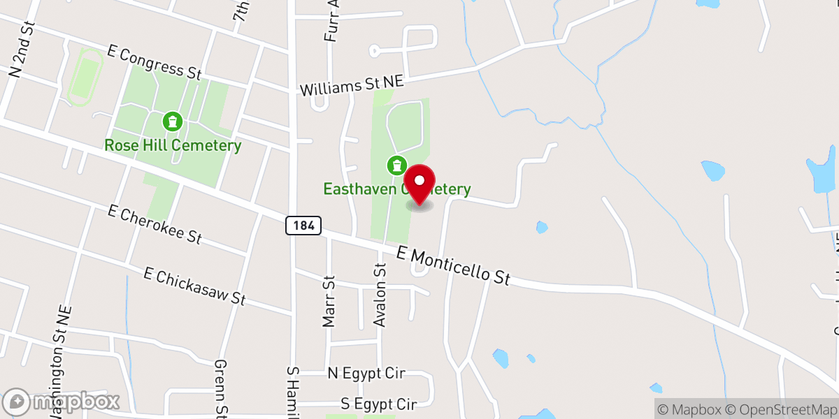Map showing location of Easthaven Baptist Church
