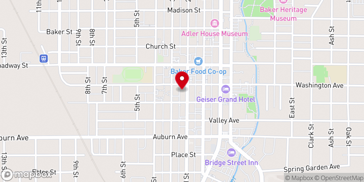 Map showing location of United Methodist Church Baker City