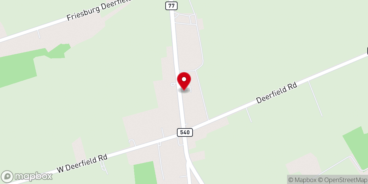Map showing location of Deerfield United Methodist Church