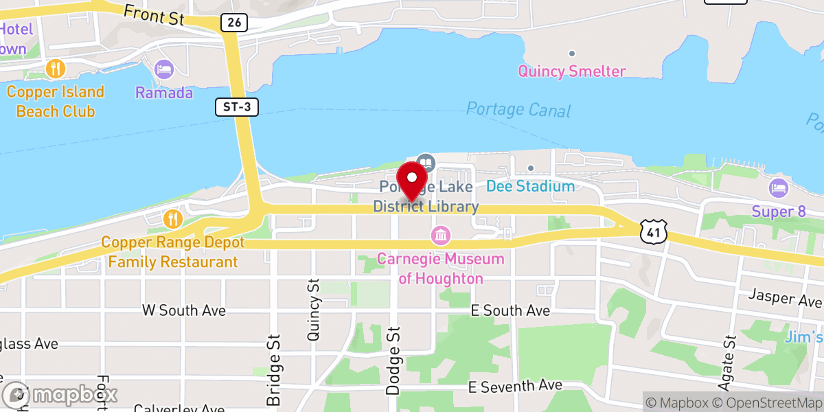 Map showing location of Keweenaw Brewing Company