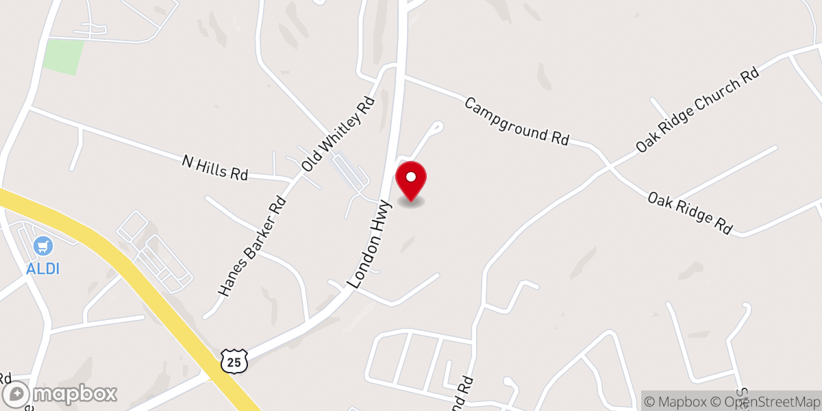 Map showing location of Victory Community Church of Corbin