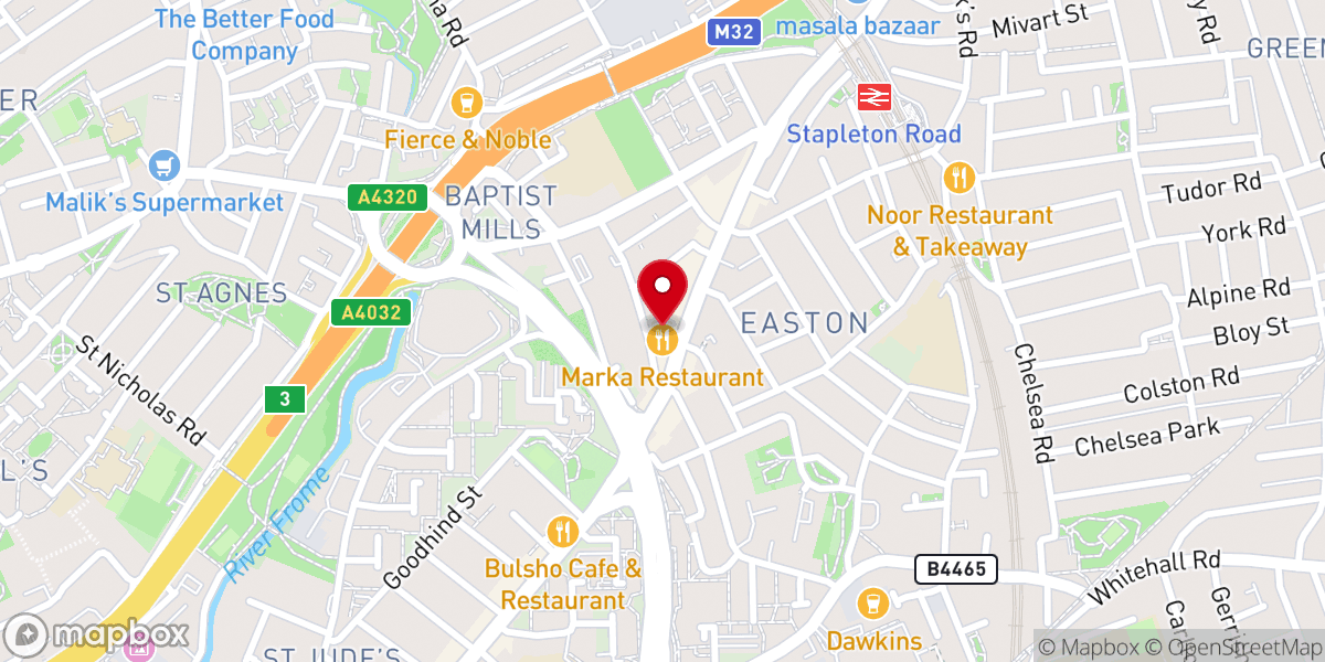 Map showing location of Kensington Baptist Church