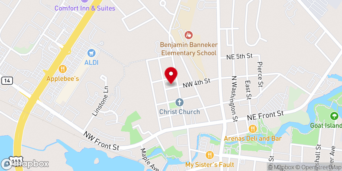 Map showing location of Bethel AME Church