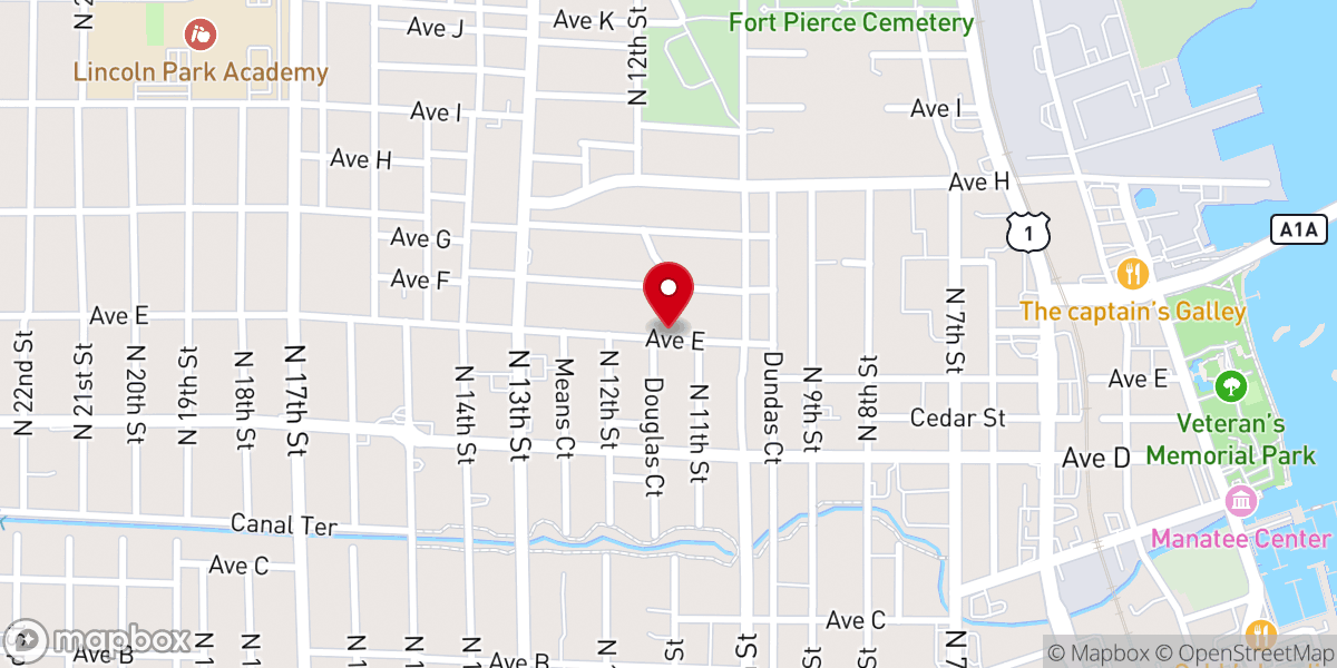 Map showing location of Pilgrim Way Congregational Church