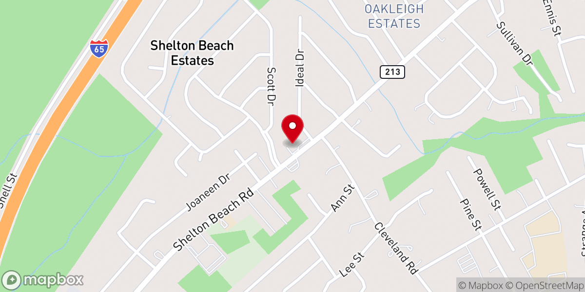 Map showing location of Saraland Church of Christ
