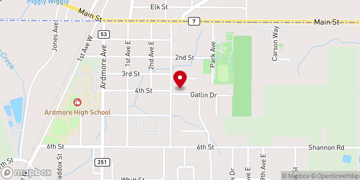 Map showing location of Ardmore Church of Christ