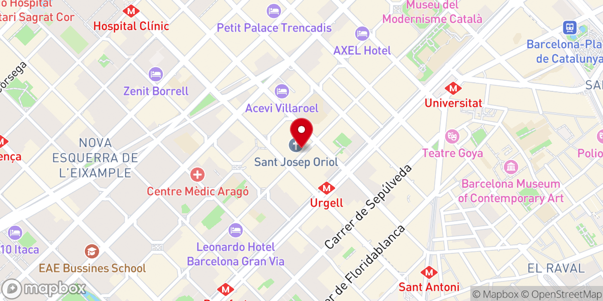 Map showing location of Basílica de San José Oriol