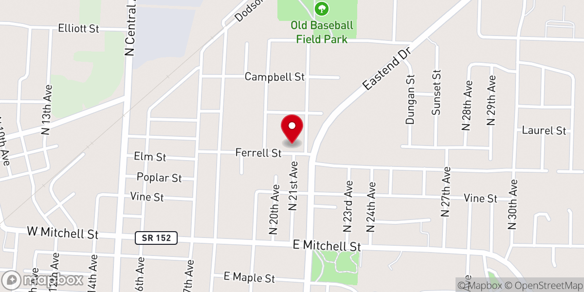 Map showing location of Emmanuel Baptist Church