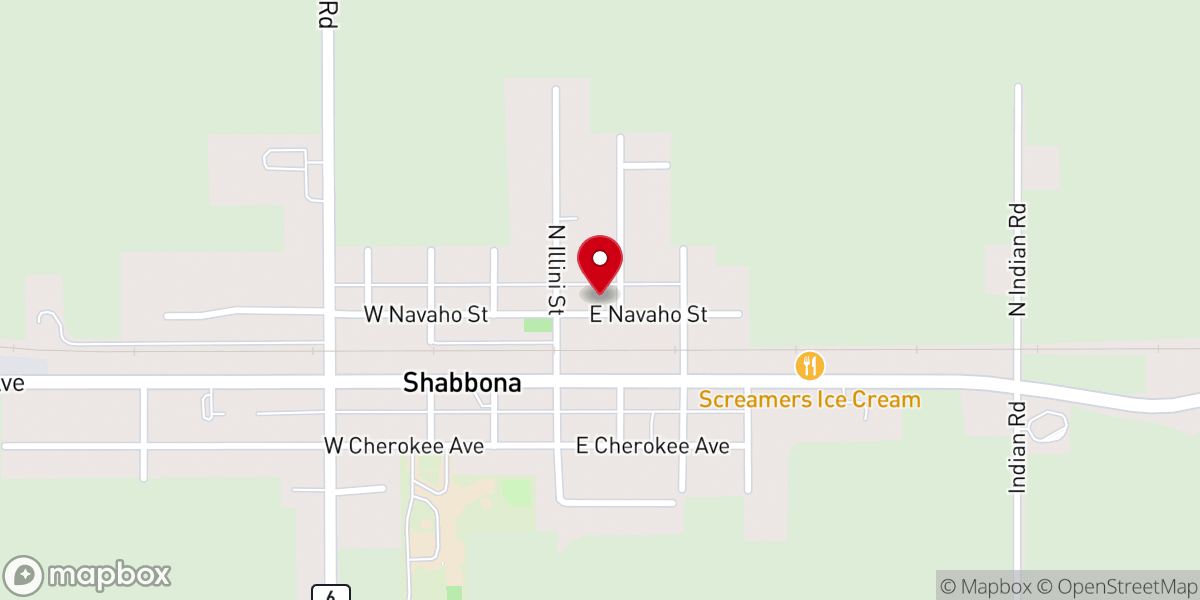 Map showing location of Shabbona Community Church