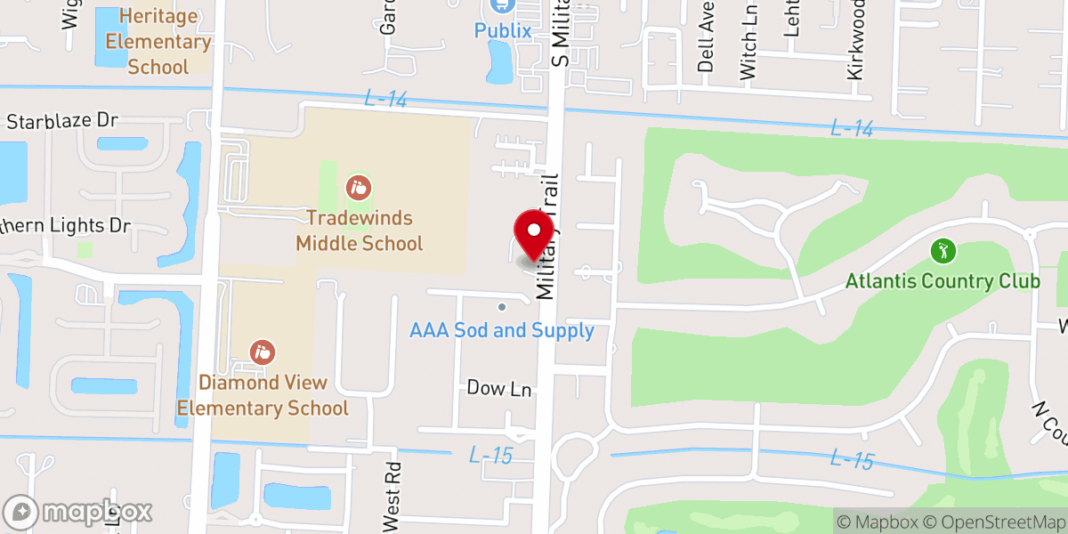 Map showing location of Palm Beach Baptist Church