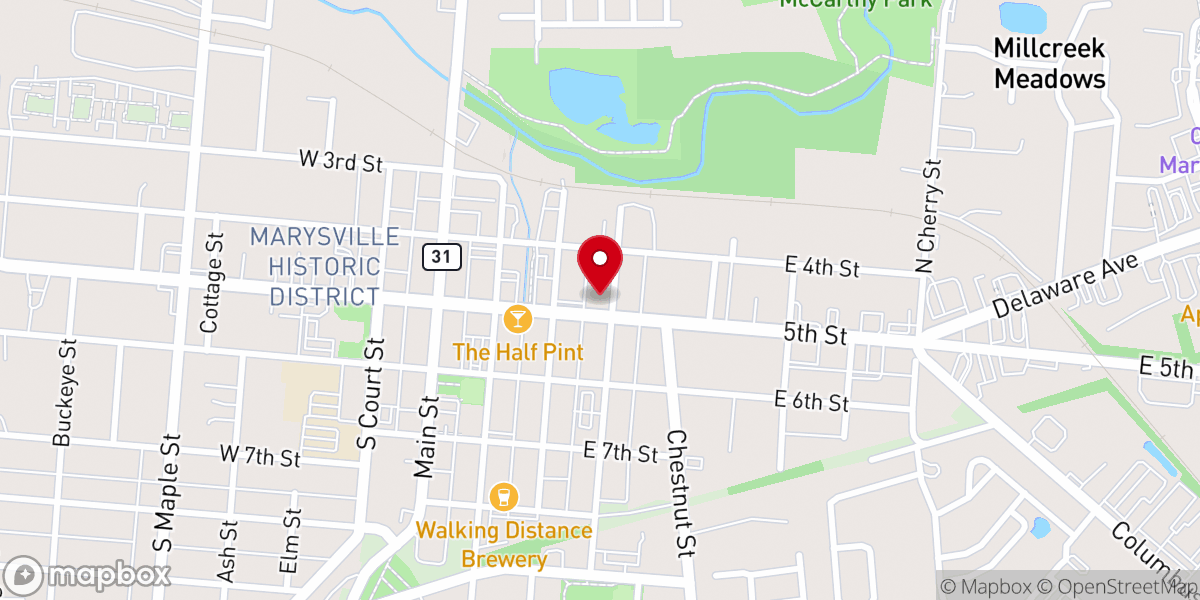Map showing location of Leon's Garage