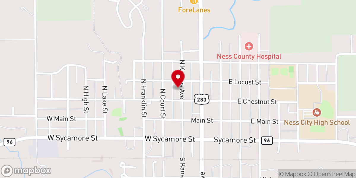 Map showing location of Assembly of God Church