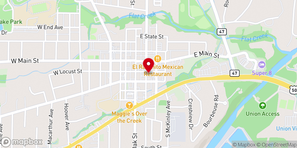 Map showing location of Franklin County Government Center