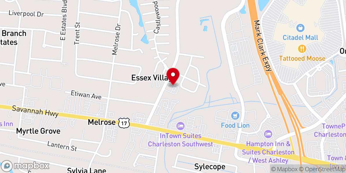 Map showing location of Essex Village Church of Christ