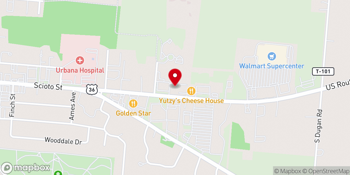 Map showing location of Bible Baptist Church Urbana
