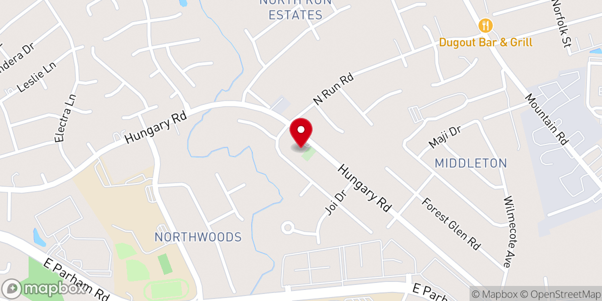 Map showing location of Hungary Road Baptist Church