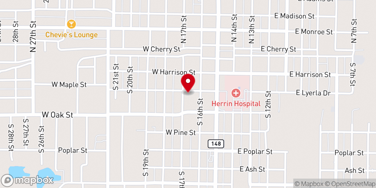 Map showing location of First United Methodist Church of Herrin