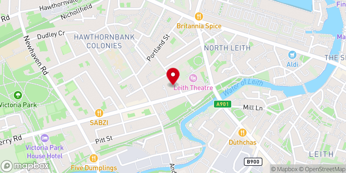 Map showing location of Leith Baptist Church
