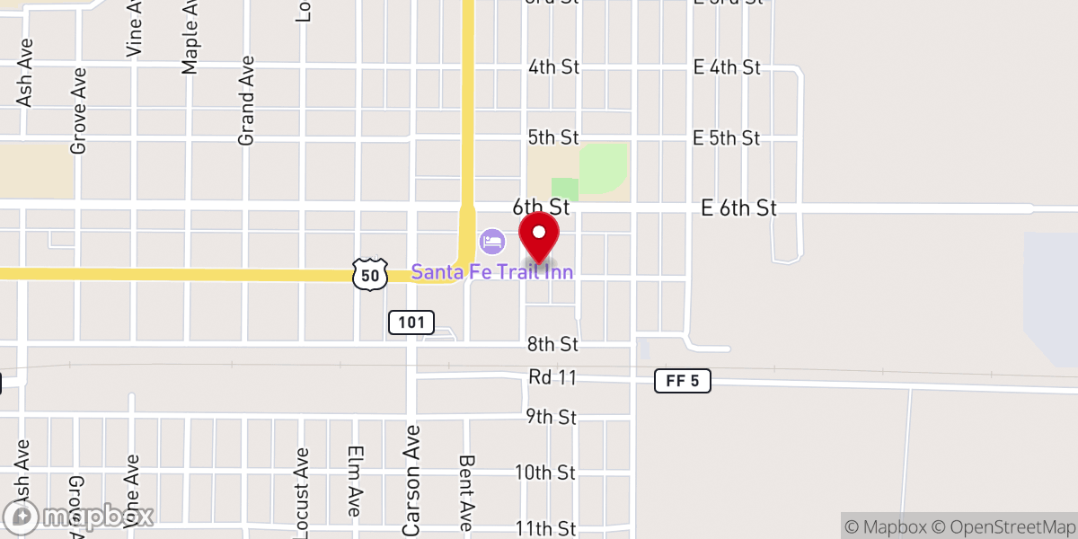 Map showing location of Las Animas First Church of the Nazarene