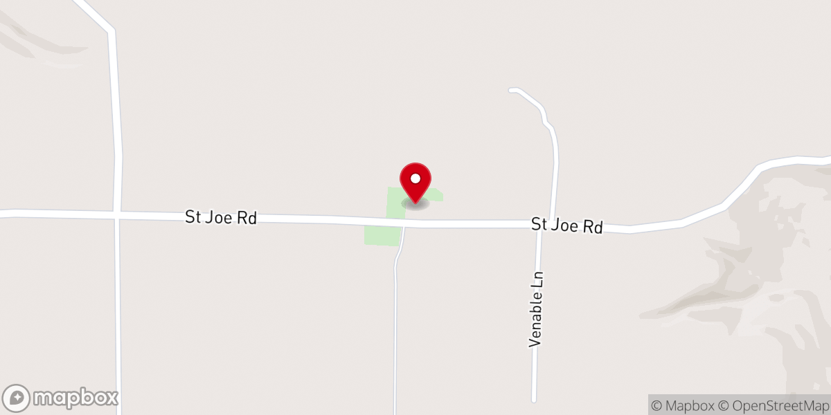 Map showing location of St. Joe Free Will Baptist Church