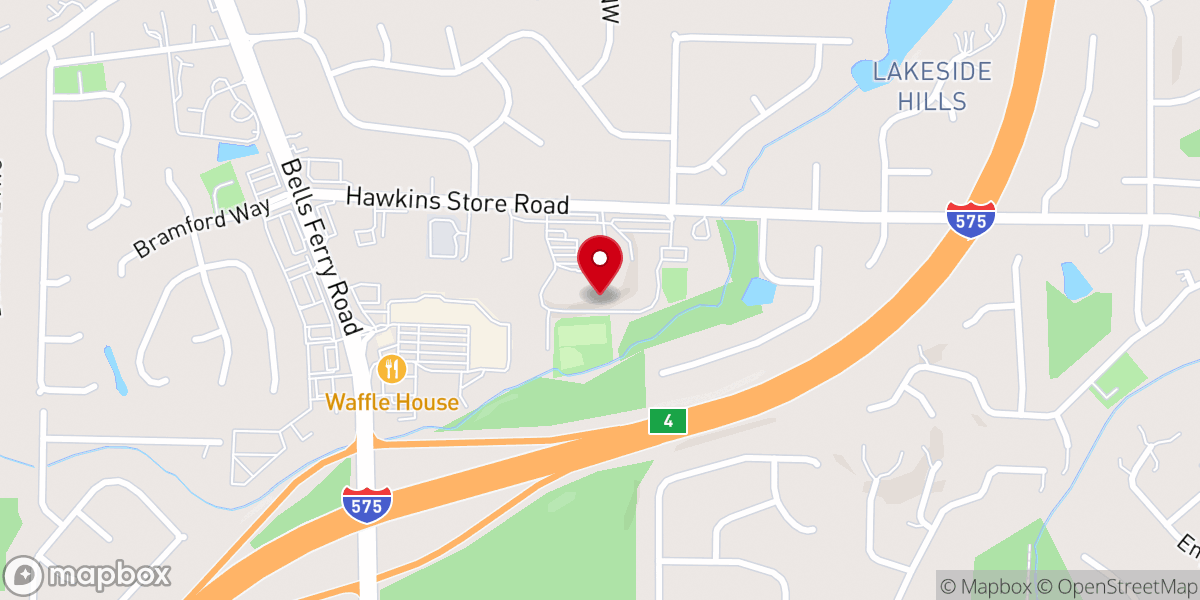 Map showing location of Shiloh Hills Baptist Church
