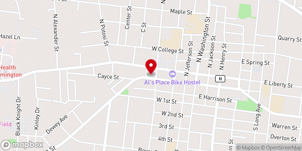 Map showing location of First Free Will Baptist Church