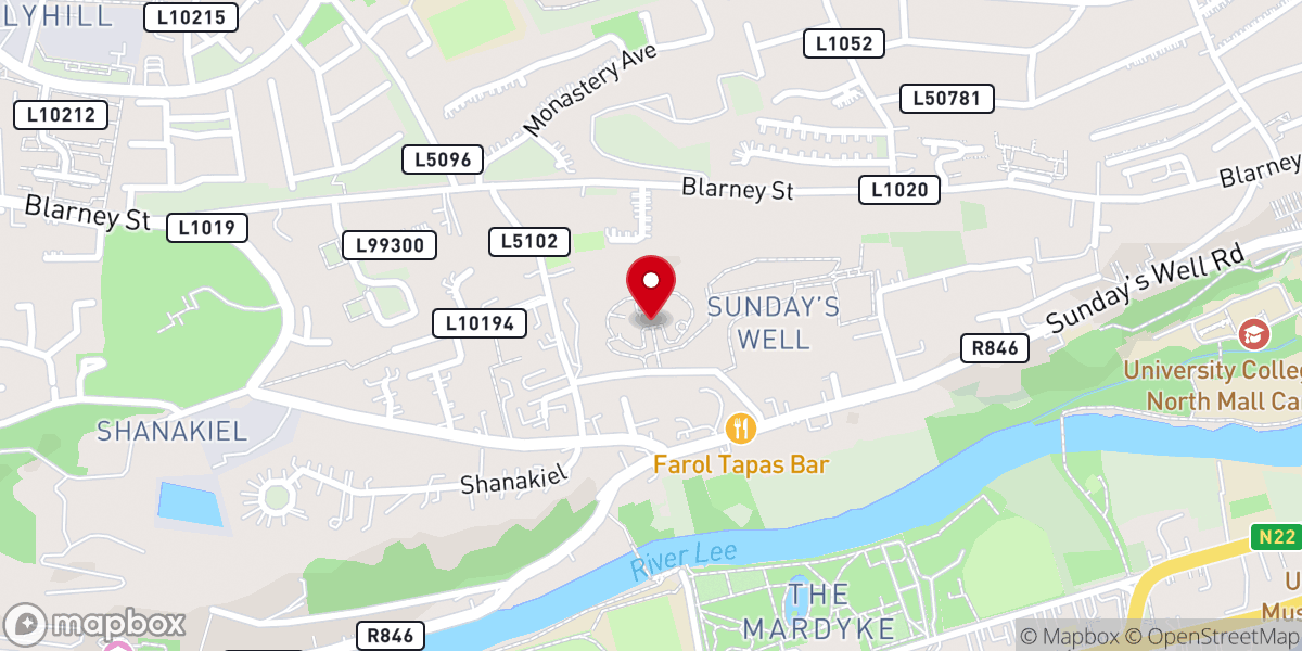 Map showing location of Cork City Gaol