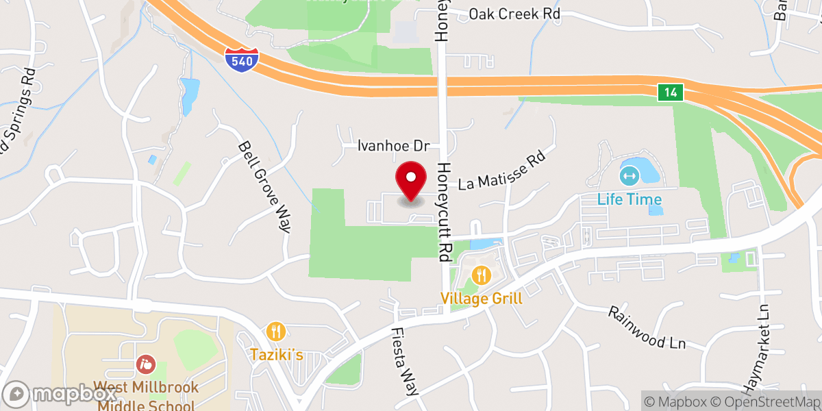 Map showing location of North Raleigh United Methodist Church