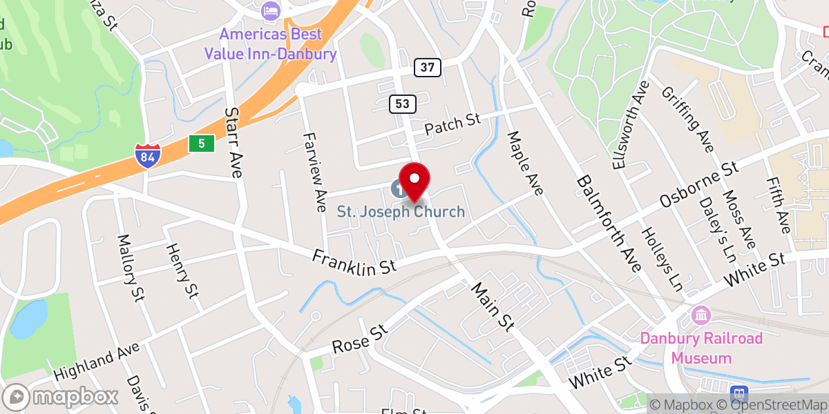 Map showing location of Saint Joseph Church
