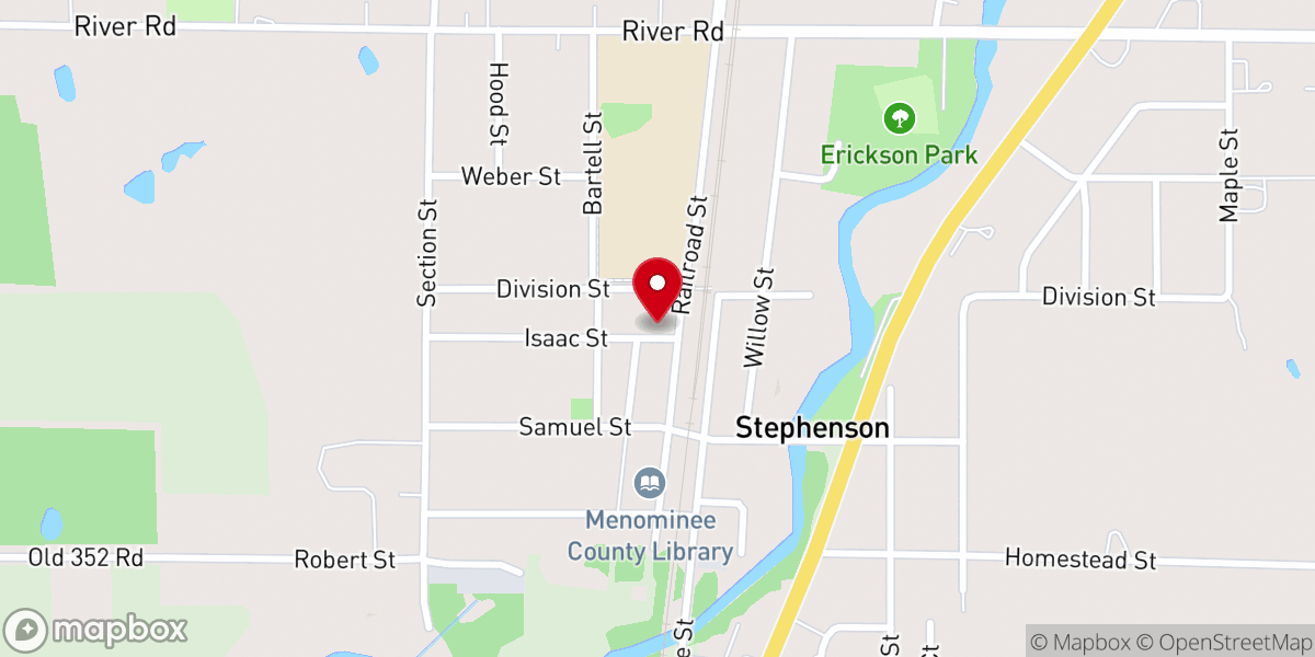 Map showing location of Stephenson United Methodist Church